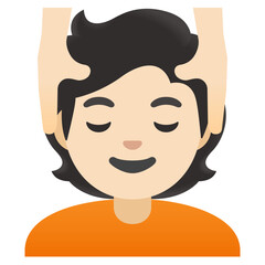 Person Getting Head Massage Emoji (Light Skin Tone, Dark Curly Hair)