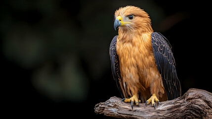 Naklejka premium Perched Brown Eagle In Forest