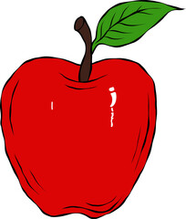 red apple with leaf