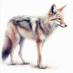 Obraz premium Watercolor fullbody illustration of jackal, isolated on white background, hand-painted animal art