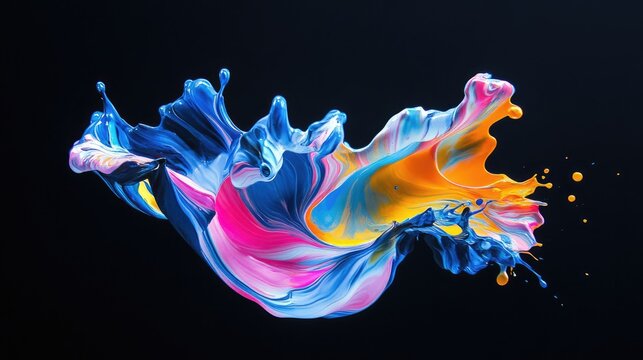 An explosion of vibrant colored powders and smoke captured against a black background.