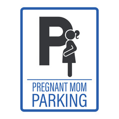 Isolated parking sign for pregnant women, featuring a large P letter and pictogram pregnant mom