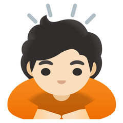 Person Leaning Emoji (Light Skin Tone, Curly Hair)  