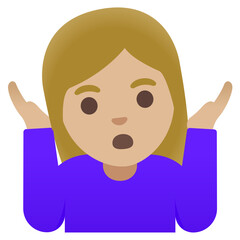 Person Shrugging Emoji: Light Skin Tone (Purple Shirt)
