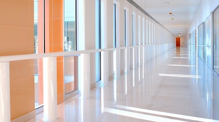 Obraz premium Modern white hallway with natural light