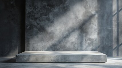Minimalist concrete backdrop with light and shadows, perfect for product display.