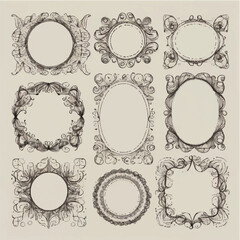vector set of vintage frames