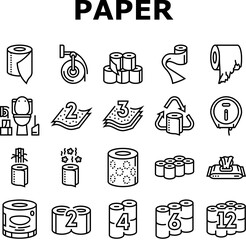 toilet paper tissue roll soft icons set vector