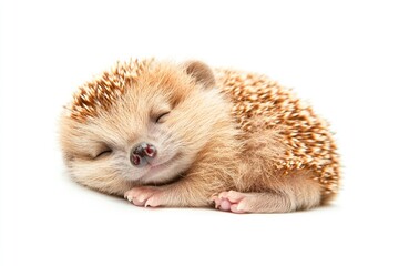 Obraz premium Baby hedgehog sleeping, studio shot, use for nature, animals, or kids