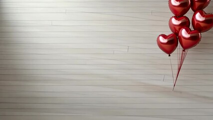 Heart-shaped balloons create a festive atmosphere, perfect for a romantic gathering or special celebration in a stylish indoor space