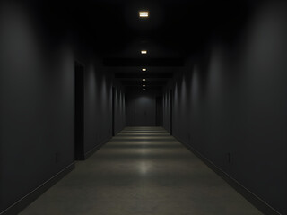 dark liminal space corridor, dystopian style, 3d render