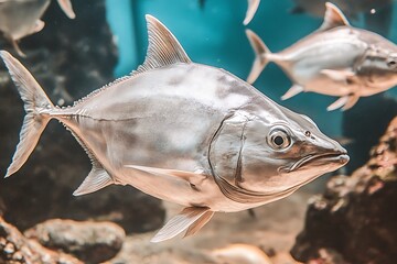 A Silver Fish Swimming Gracefully With Fins in the Aquarium