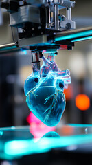 3D printer nozzle meticulously crafting a realistic human heart model layer by layer