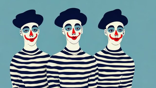 Creepy Circus Clown Illustration with Spooky Makeup and Funny Hat