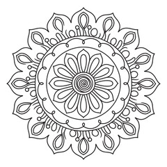 Mandala Design Vector, Black Silhouette Mandala Design