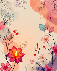 beautiful abstract art with floral leaves background, created by generative ai