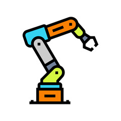 Obraz premium industrial robot arm industry 5 color icon vector illustration
