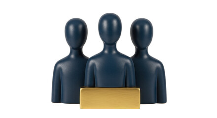 Isolated Team of Three Figures with Gold Bar