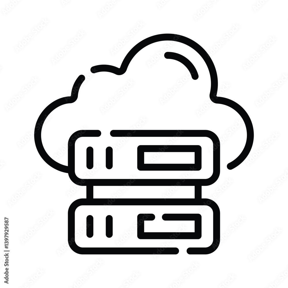 Wall mural visually appealing line style icon of cloud server storage