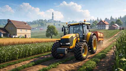 Obraz premium tractor in a field