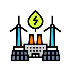 green energy integration industry 5 color icon vector illustration
