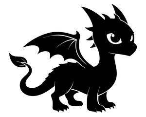 Baby Dragon Silhouette Vector Design, Baby Dragon SVG, Baby Dragon Icon