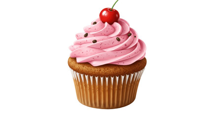 Isolated Cupcake with Cherry