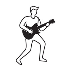 Guitarist performing music stage silhouette