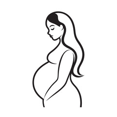 Silhouette of pregnant woman side pose