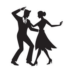 Romantic couple dancing together silhouette