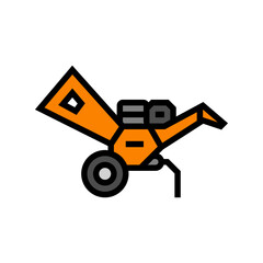 Fototapeta premium wood chipper tractor color icon vector illustration