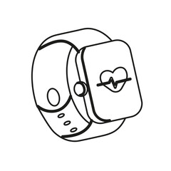 Isolated outline smart watch on white background