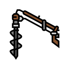 post hole digger tractor color icon vector illustration