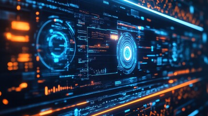Fototapeta premium Abstract Technology Background with Digital Circuits and Data Flow