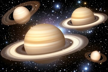 Fototapeta premium Saturn and other planets in the vastness of space.