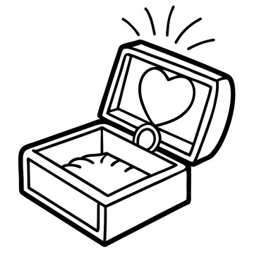open jewelry box with heart pendant clip art preview