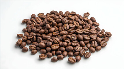 Fototapeta premium Pile Of Roasted Coffee Beans On White Background