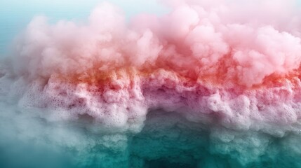 A visually striking image of colorful pink and orange smoke rising above clear tranquil waters, creating a mesmerizing and surreal effect that captivates the viewer's attention.