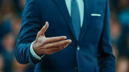 Businessman Offering Handshake In Blue Suit