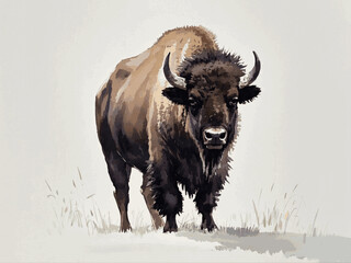 Earth tides bison isolated watercolor vector illustration svg 