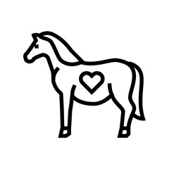 pregnant mare horse breeding line icon vector illustration