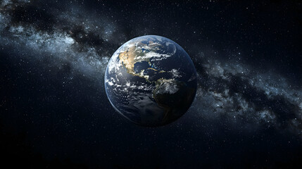 Obraz premium Pixelated Earth In Outer Space With Milky Way