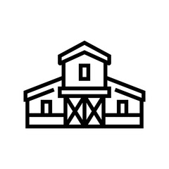 barn horse breeding line icon vector illustration