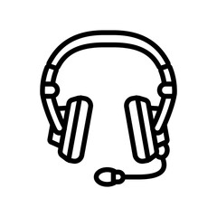 headset microphone hybrid work line icon vector illustration