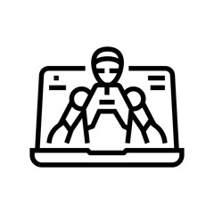 virtual assistant hybrid work line icon vector illustration