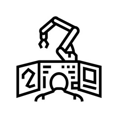 advanced robotics control panel line icon vector illustration