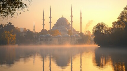Naklejka premium Serene Sunrise at the S?leymaniye Mosque, Istanbul