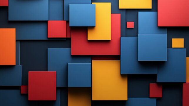 Colorful geometric abstract composition with squares and rectangles