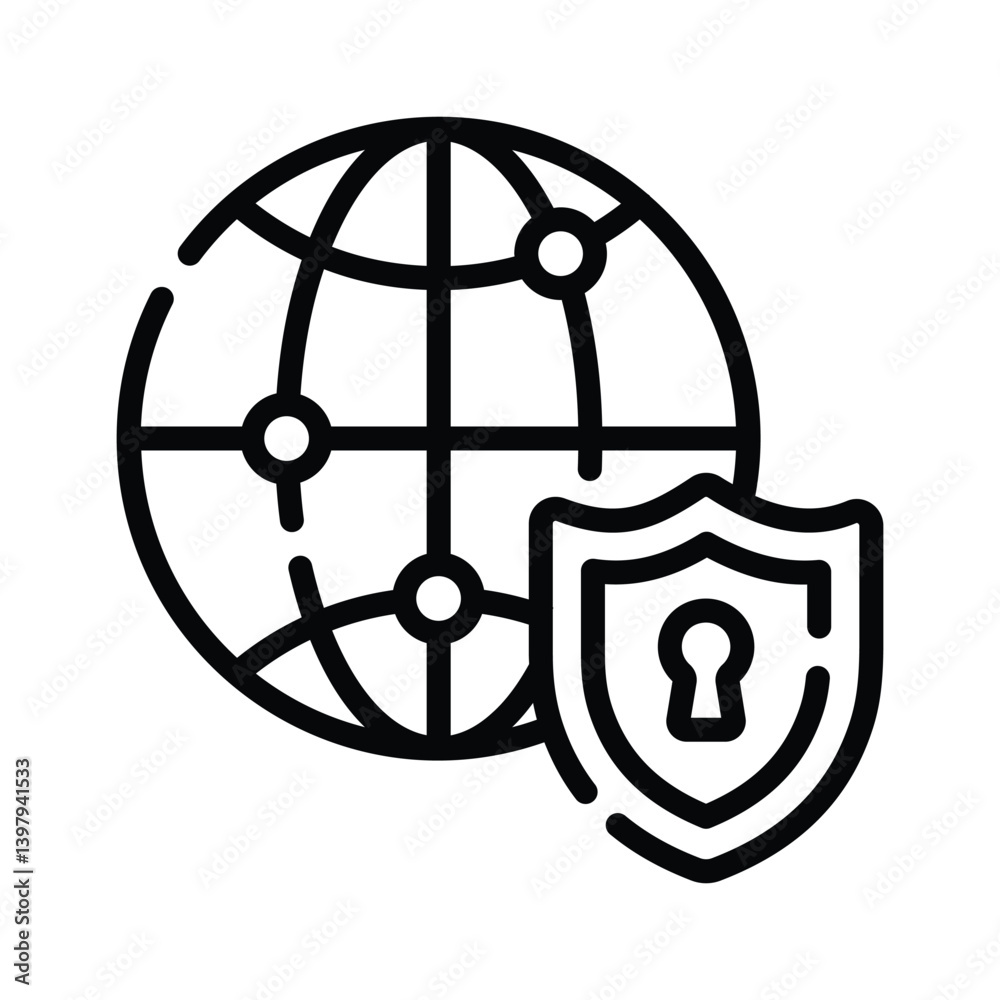 Wall mural a well designed line style icon of secure web technology