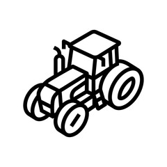 plowing tractor line icon vector illustration